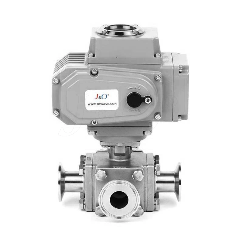 Sanitary Stainless Steel Encapsulated Electric Actuator Tri-Clamp 3-Way Ball Valve