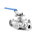 Sanitary Manual 3 Way T/L TC Clamp Ball Valve With Mounting Pad