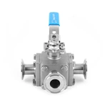 Hygienic Encapsulated Sanitary Stainless Steel Tri-Clamp 3-Way Ball Valve