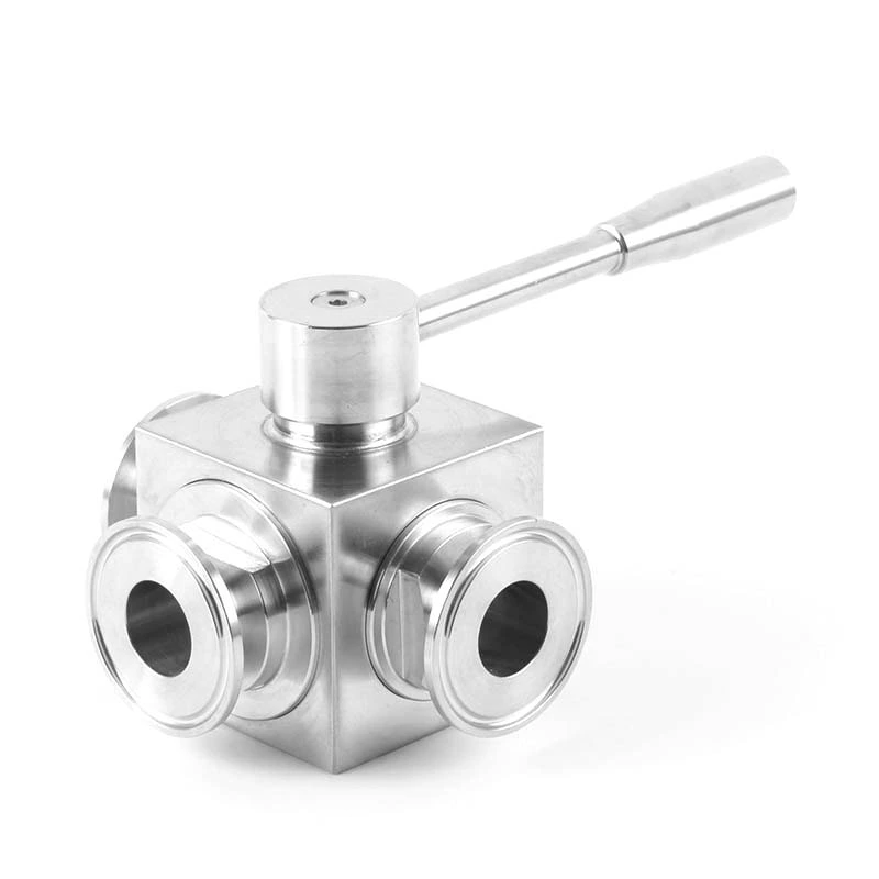 Sanitary Stainless Steel Manual Square Clamped Three-Way Ball Valve