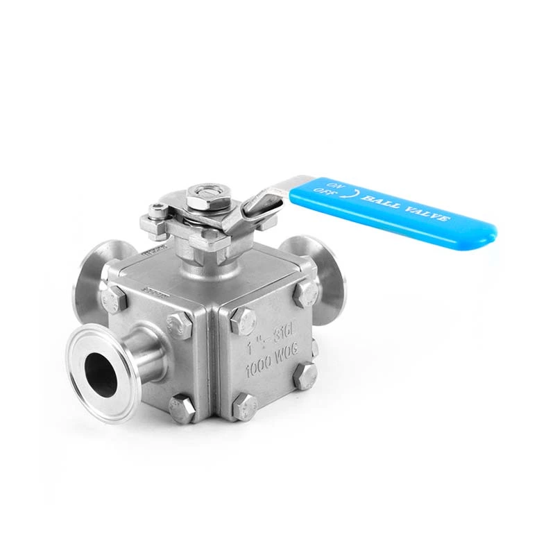 Hygienic Encapsulated Sanitary Stainless Steel Tri-Clamp 3-Way Ball Valve