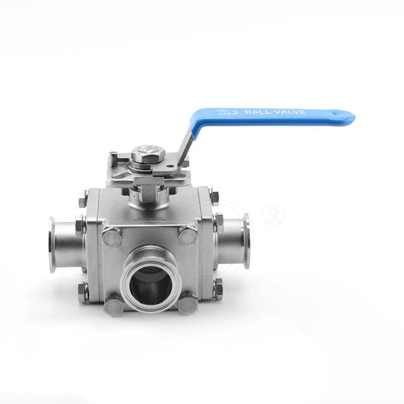 Sanitary Stainless Steel Encapsulated Clamped Four Ways Ball Valve