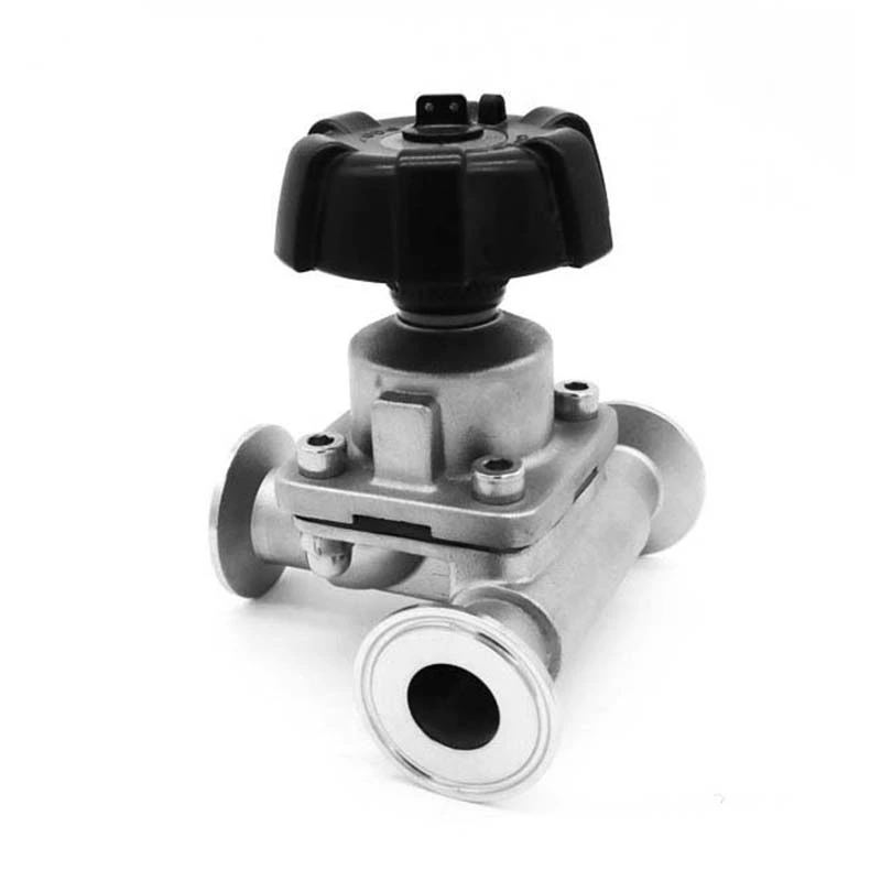 Sanitary Stainless Steel T Type Clamped Three Ways Diaphragm Valve