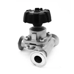 Sanitary Stainless Steel T Type Clamped Three Ways Diaphragm Valve