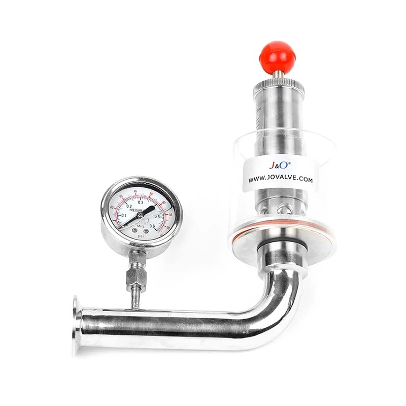 Sanitary Stainless Steel Exhaust Valve With Pressure Guage