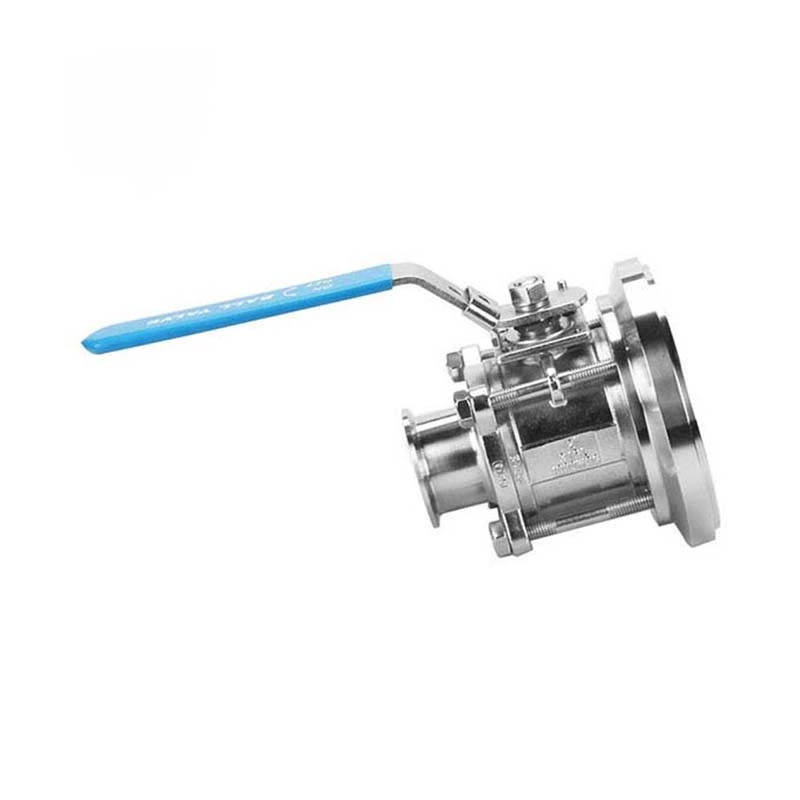 Sanitary Stainless Steel Clamped Three Pieces Tank Bottom Ball Valve