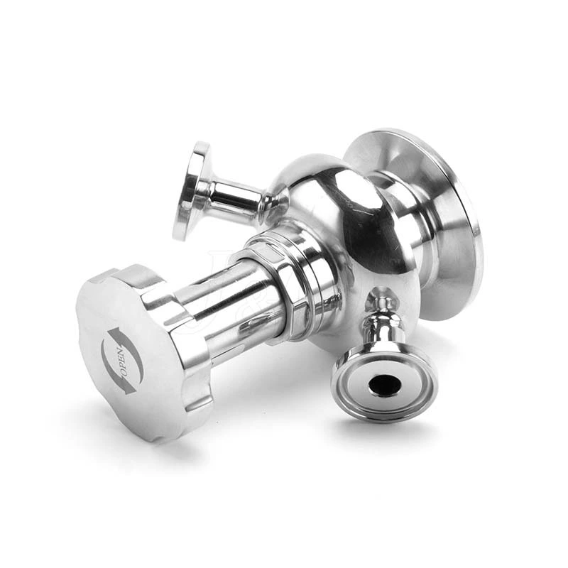 Sanitary Stainless Steel Clamp Aseptic Sampling Valve With Stainless Steel Handle Wheel