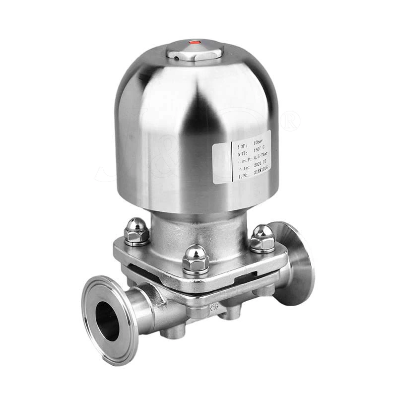 Sanitary Clamp Diaphragm Valve With Stainless Steel Pneumatic Actuator