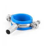 Sanitary Stainless Steel Welded Pipe Holder with Blue Rubber Insert