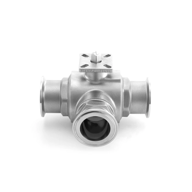 Lithium Battery Industry Stainless Steel Three Way Clamped Fixed Ball Valve