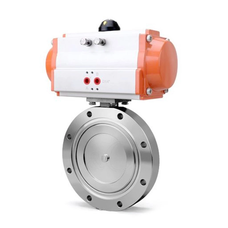 GI Stainless Steel Wafer Type Flange Pneumatic Shutoff Vacuum Butterfly Valve