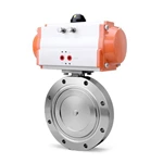 GI Stainless Steel Wafer Type Flange Pneumatic Shutoff Vacuum Butterfly Valve
