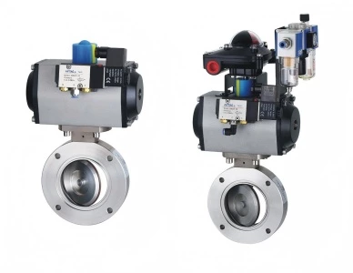 GI Stainless Steel Wafer Type Flange Pneumatic Shutoff Vacuum Butterfly Valve