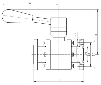 Stainless Steel SS304 Manual 3PC Flange end Vacuum Ball Valve