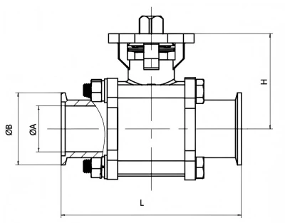 Stainless Steel SS304 SS316L Manual 3-PIECE 3PC ISO Vaccum Ball Valve