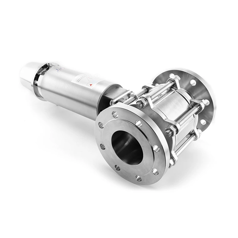 Hygienic 3PC Flanged Ball Valve With Vertical Stainless Steel Pneumatic Actuator