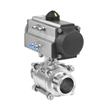 Sanitary Stainless Steel SS316L Pneumatic Hygienic Encapsulated 3PC 3-Piece Tri-Clamp Ball Valve