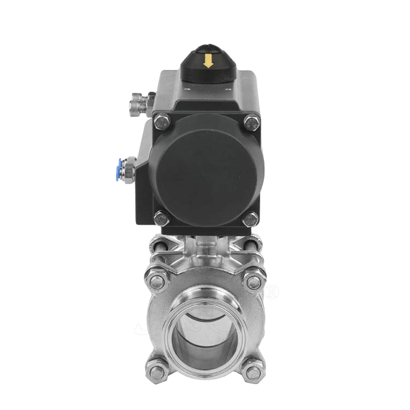 Sanitary Stainless Steel SS316L Pneumatic Hygienic Encapsulated 3PC 3-Piece Tri-Clamp Ball Valve