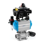 Stainless Steel SS304 Pneumatic Actuator 3-piece 3PC KF ISO Vaccum Ball Valve
