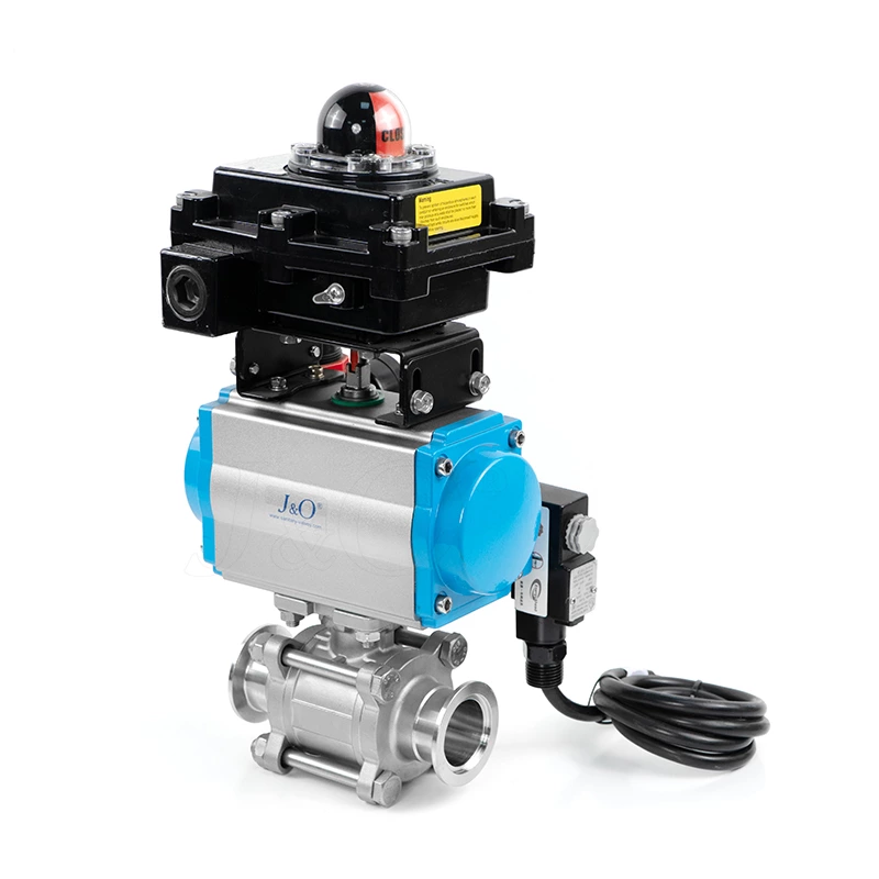 Stainless Steel SS304 Pneumatic Actuator 3-piece 3PC KF ISO Vaccum Ball Valve