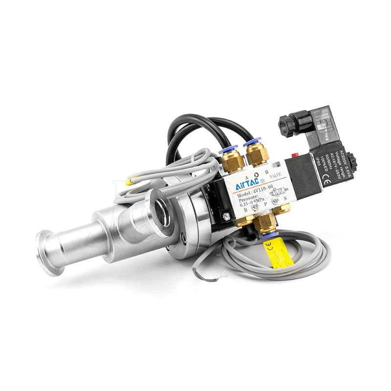 Stainless Steel SS304 Pneumatic Y-inline Vacuum Angle Valve with Solenoid Valve