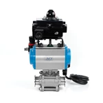 Stainless Steel SS304 Pneumatic Actuator 3-piece 3PC KF ISO Vaccum Ball Valve