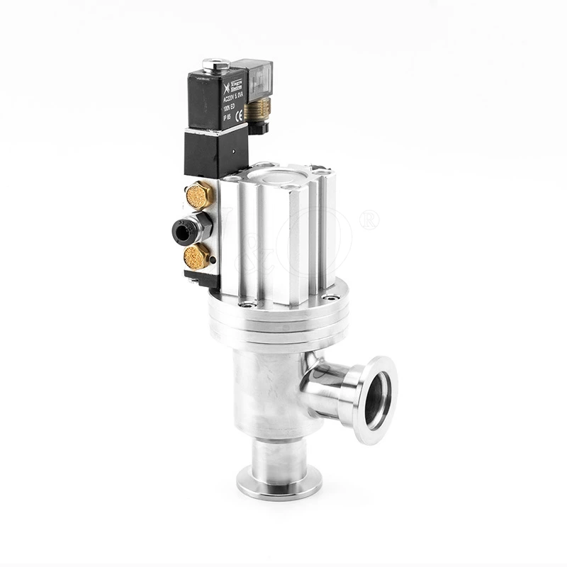 Stainless Steel SS304 Poppet Valve Pneumatic Vacuum Angle Valve with Solenoid Valve Reed Sensor