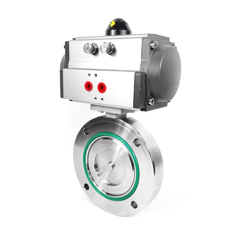 GI Stainless Steel Wafer Type Flange Pneumatic Shutoff Vacuum Butterfly Valve