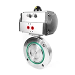 GI Stainless Steel Wafer Type Flange Pneumatic Shutoff Vacuum Butterfly Valve