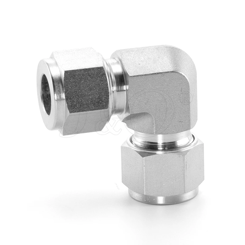 Stainless Steel Double Ferrule Tube Fitting Compression 90 Degree Union Elbow