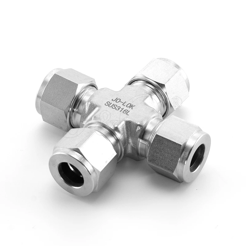 Stainless Steel Double Ferrule Tube Compression Fittings Union Cross