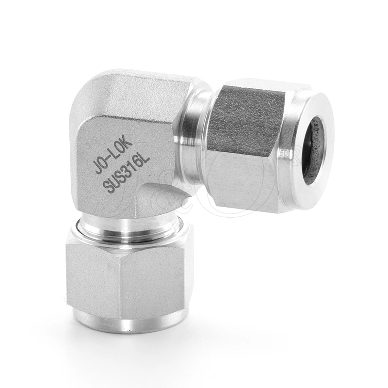 Stainless Steel Double Ferrule Tube Fitting Compression 90 Degree Union Elbow