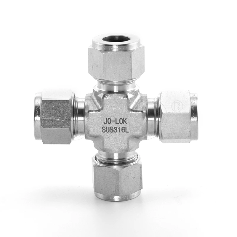 Stainless Steel Double Ferrule Tube Compression Fittings Union Cross