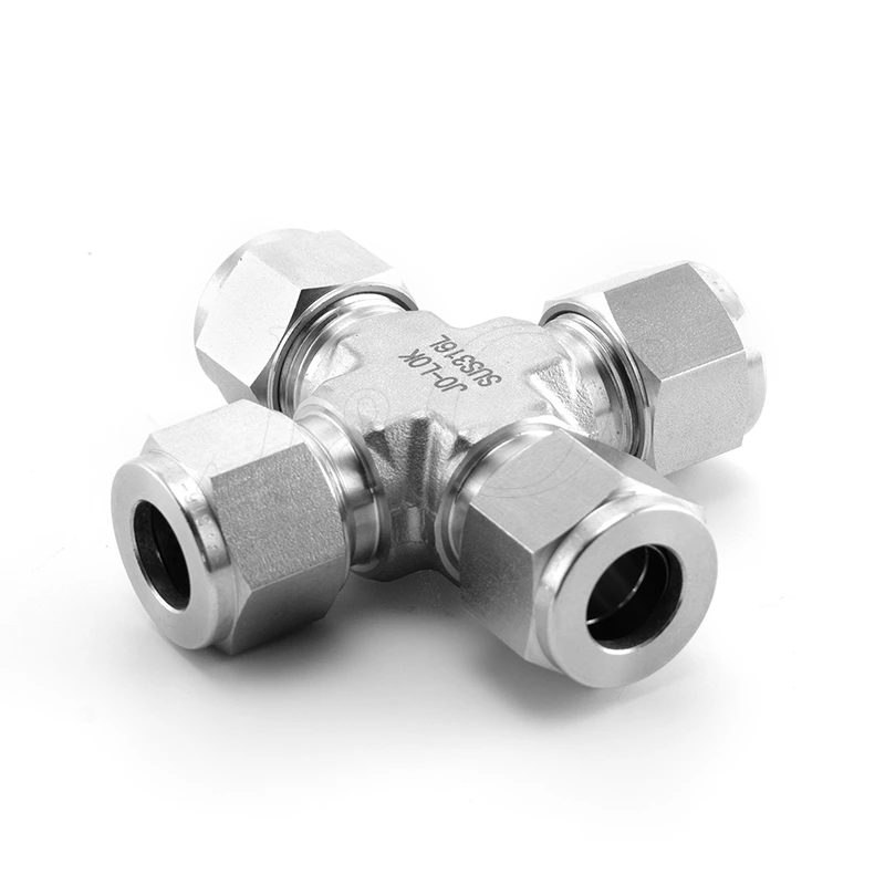 Stainless Steel Double Ferrule Tube Compression Fittings Union Cross