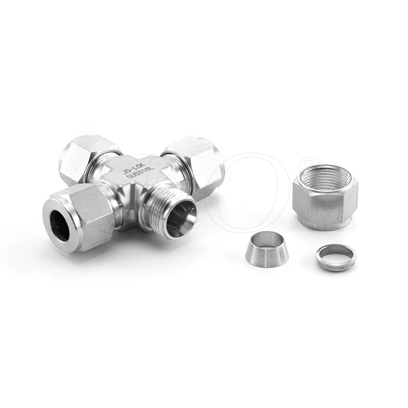 Stainless Steel Double Ferrule Tube Compression Fittings Union Cross