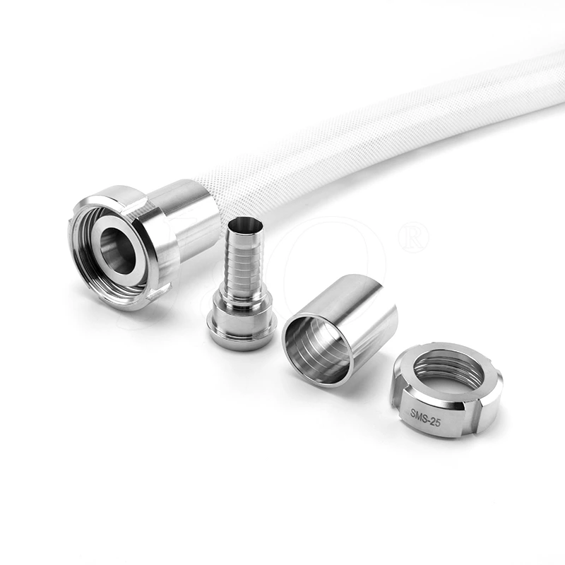 Sanitary Pharmaceutical Flexible Joint Thread Hose Tail Coupling Hose with Reticulated Silicone Reinforced Steel Wire Hose