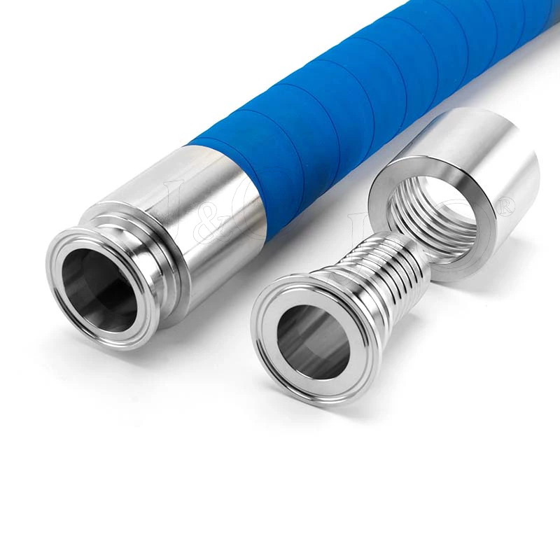 Sanitary Tri-Clamp Flexible Coupling Hose Tail with Foodflex EPDM Food Grade Reinforced Steel Wire EPDM Rubber Hose