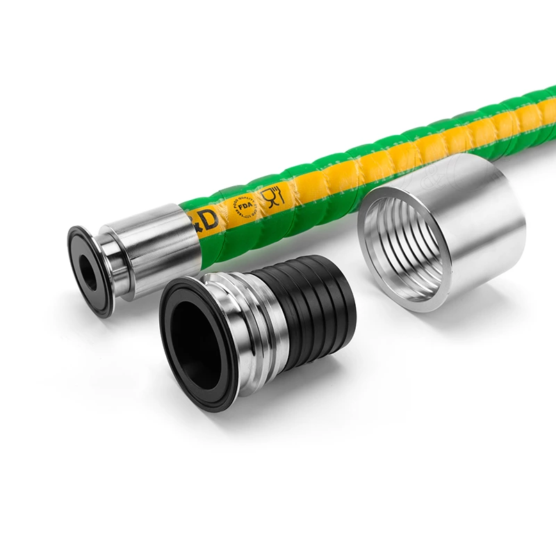 Sanitary Food Grade Tri-Clamp Hose Tail Coupling PFA Lining Flexible Wire Hose