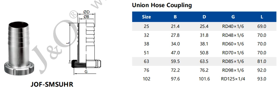 Sanitary Stainless Steel SMS Male Coupling Hose Barb Adapter