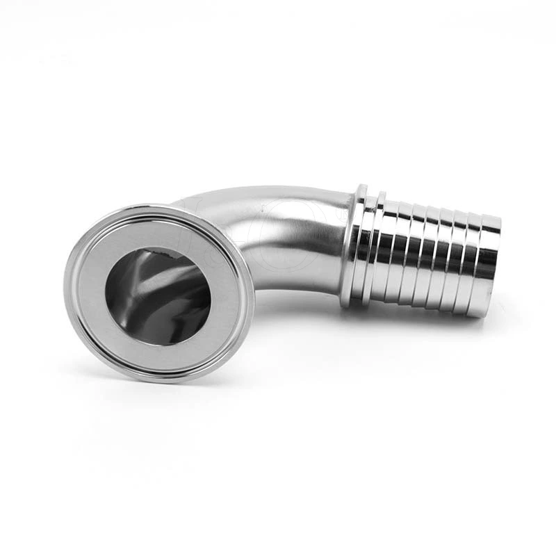 Sanitary Tri Clover Clamped 90 Degree Elbow Ferrule Hose Barb Rubber